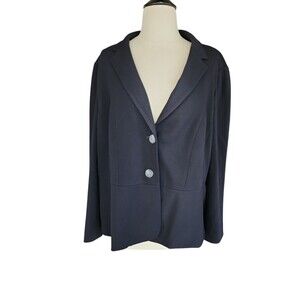 Talbots Preppy Blazer Women's Plus Size 16W Navy Office Career Single-Breasted